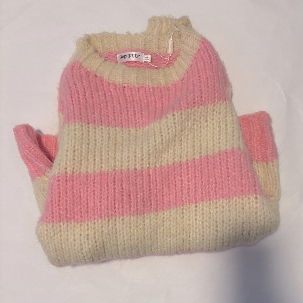 Cotton Candy Pink Stripe Sweater - Small (4), Like New.
